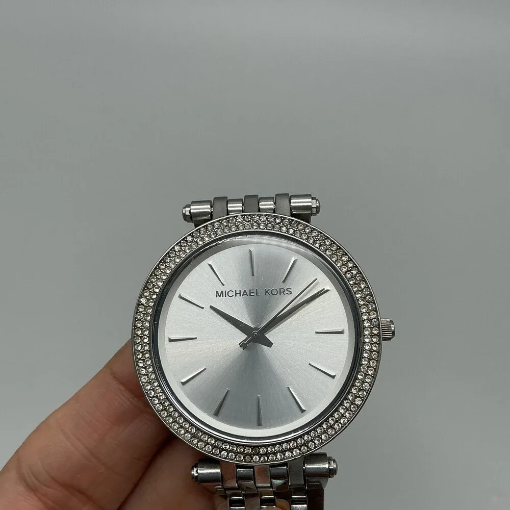 Michael Kors Womens Watch 39mm Silver Tone Crystals MK3190 New Battery 7